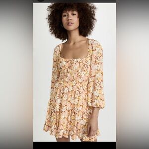 L*Space Pink and Yellow Sundress with Bishop Sleeves XL